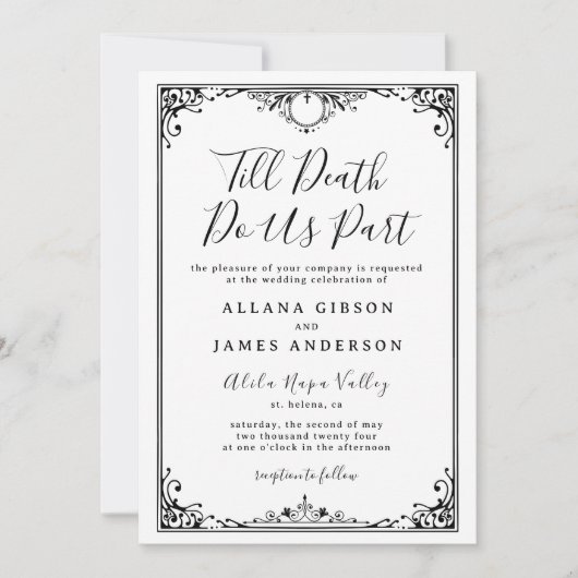 Till Death Do us Part Gothic Glam bruiloft uitnodi Kaart (Voorkant)