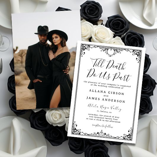 Till Death Do us Part Gothic Glam bruiloft uitnodi Kaart