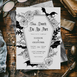Till Death Do Us Part Gothic Grey Bloemen Huwelijk Kaart