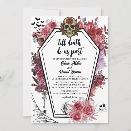 till death do us part Gothic Halloween Wedding Kaart (Voorkant)