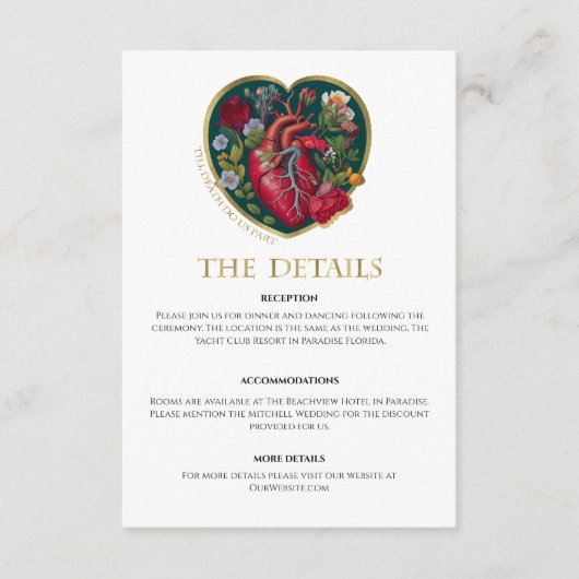 Till Death Do us Part Gothic Hart Halloween Bruilo Informatiekaartje (Voorkant)