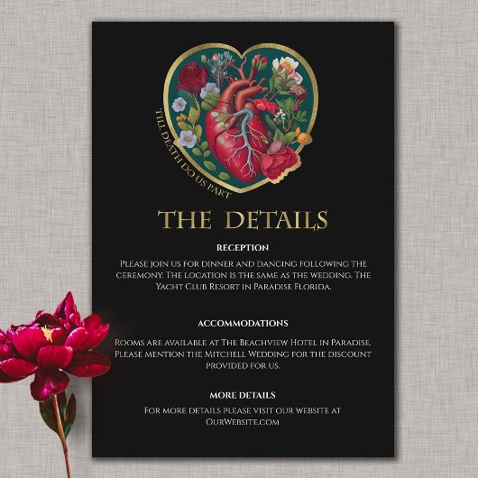 Till Death Do us Part Gothic Hart Halloween Bruilo Informatiekaartje