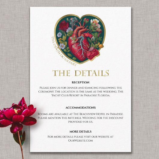 Till Death Do us Part Gothic Hart Halloween Bruilo Informatiekaartje