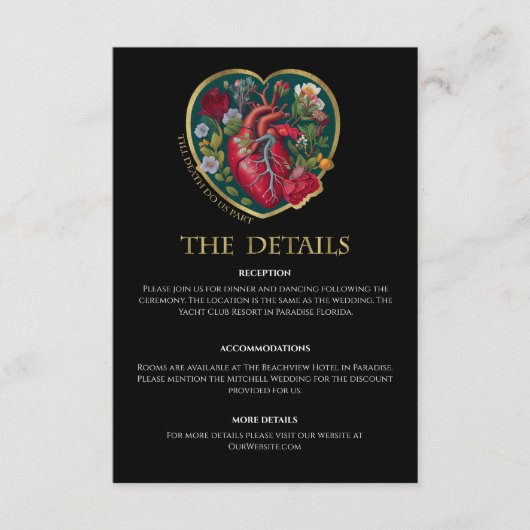 Till Death Do us Part Gothic Hart Halloween Bruilo Informatiekaartje (Voorkant)