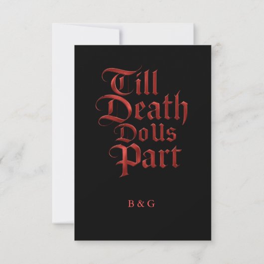 Till Death Do Us Part Gothic Rood & Zwart RSVP Kaartje (Achterkant)