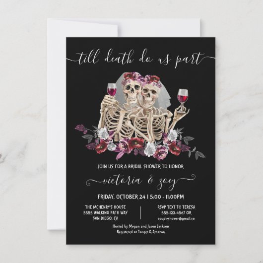 Till death do us Part Gothic Skeleton Brides bruil Kaart (Voorkant)
