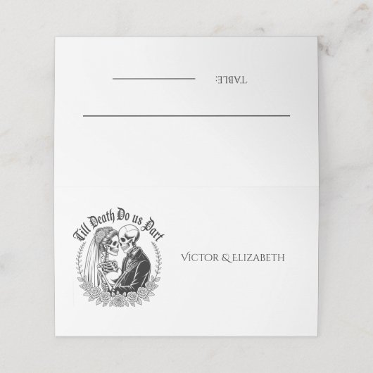 Till Death Do Us Part Gothic Skeleton Bruidegom Plaatskaartje (Buitenkant ongevouwen)
