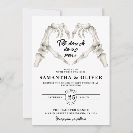 Till Death Do Us Part Gothic Skeleton Heart Weddin Kaart (Voorkant)