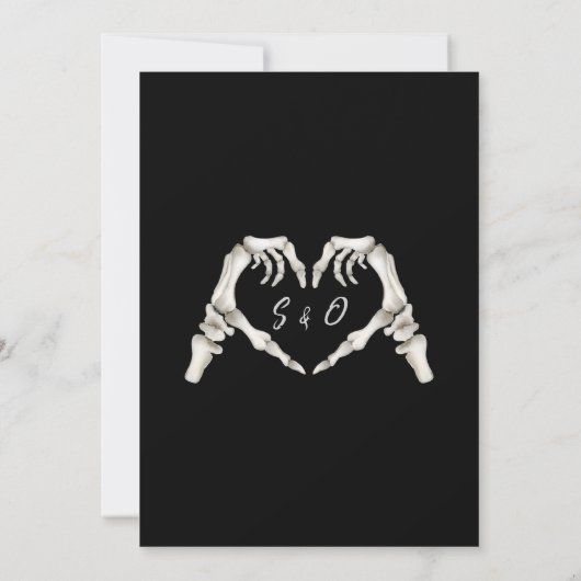 Till Death Do Us Part Gothic Skeleton Heart Weddin Kaart (Achterkant)