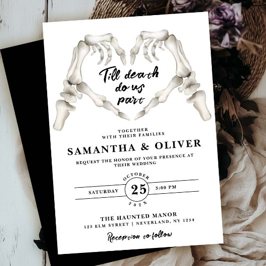 Till Death Do Us Part Gothic Skeleton Heart Weddin Kaart