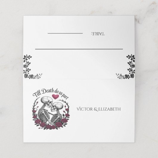 Till Death Do Us Part Gothic Skeleton Red Rose Plaatskaartje (Buitenkant ongevouwen)