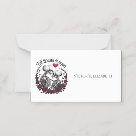 Till Death Do Us Part Gothic Skeleton Red Rose Plaatskaartje