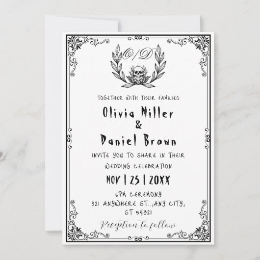 Till Death Do Us Part Gothic Skeleton Wedding Kaart (Voorkant)