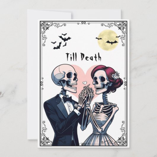 Till Death Do Us Part Gothic Skeleton Wedding Kaart (Achterkant)