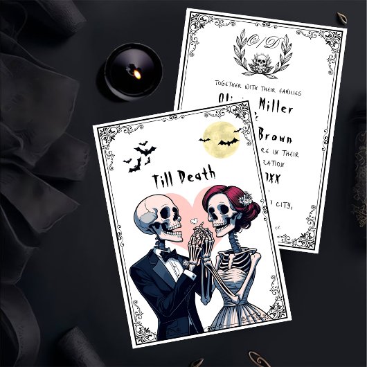 Till Death Do Us Part Gothic Skeleton Wedding Kaart