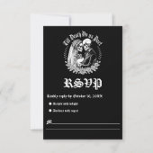 Till Death Do Us Part Gothic Skeleton Wedding RSVP Kaartje (Voorkant)