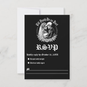 Till Death Do Us Part Gothic Skeleton Wedding RSVP Kaartje