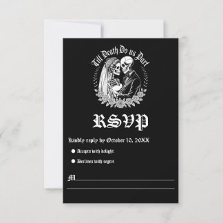 Till Death Do Us Part Gothic Skeleton Wedding RSVP Kaartje