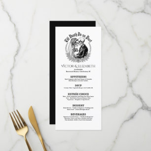 Till Death Do Us Part Gothic Zwart-wit bruiloft Menu