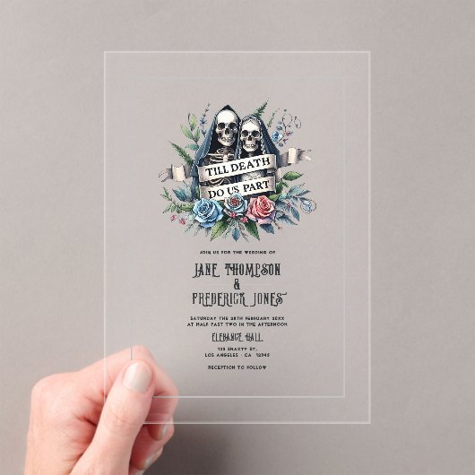 "Till Death Do Us Part" Gotische bruiloft Acryl Uitnodigingen (Insitu (Draagbaar))
