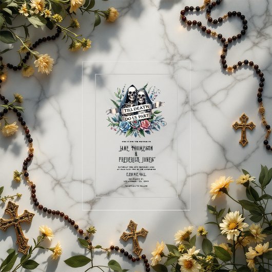 "Till Death Do Us Part" Gotische bruiloft Acryl Uitnodigingen