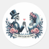 "Till Death Do Us Part" Gotische bruiloft Ronde Sticker (Voorkant)