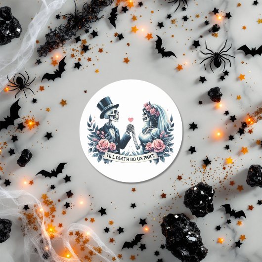 "Till Death Do Us Part" Gotische bruiloft Ronde Sticker