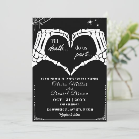 Till Death Do Us Part Gotische Halloween bruiloft Kaart (Staand voorkant)
