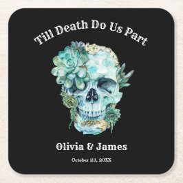 Till Death Do Us Part Gotische Halloween bruiloft Kartonnen Onderzetters