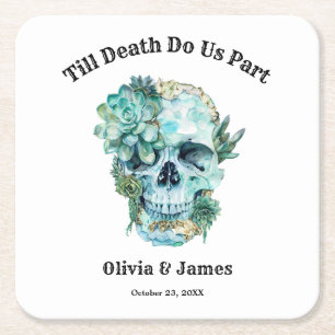 Till Death Do Us Part Gotische Halloween bruiloft Kartonnen Onderzetters