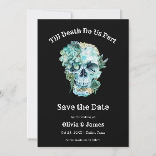 Till Death Do Us Part Gotische Halloween bruiloft Save The Date (Voorkant)