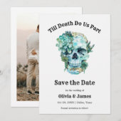 Till Death Do Us Part Gotische Halloween bruiloft Save The Date (Voorkant / Achterkant)