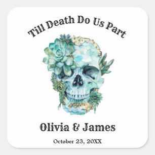 Till Death Do Us Part Gotische Halloween bruiloft Vierkante Sticker