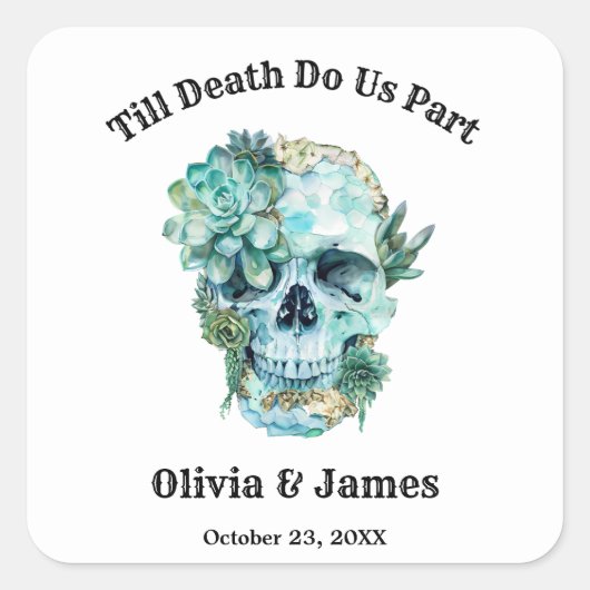 Till Death Do Us Part Gotische Halloween bruiloft Vierkante Sticker (Voorkant)