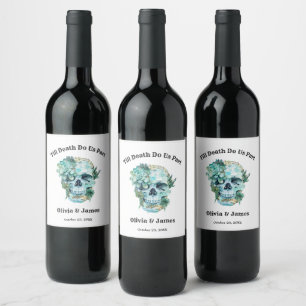 Till Death Do Us Part Gotische Halloween bruiloft Wijn Etiket