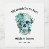 Till Death Do Us Part Gotische Halloween bruiloft Wijn Etiket (Enkel label)