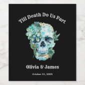 Till Death Do Us Part Gotische Halloween bruiloft Wijn Etiket (Enkel label)