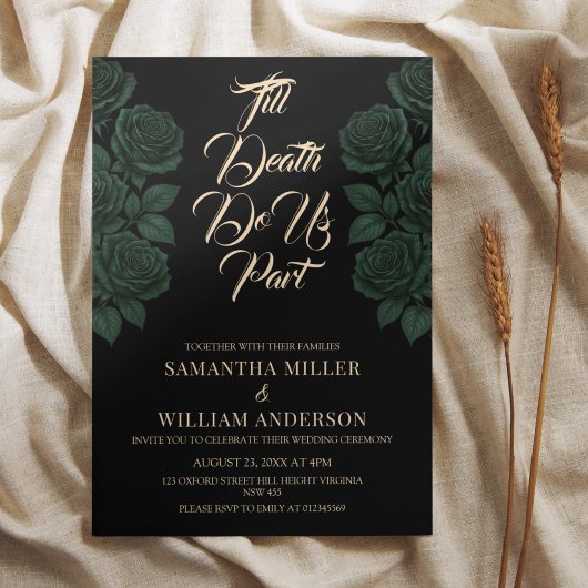 Till Death Do Us Part Green Rose Gothic Wedding In Kaart