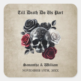 Till Death Do Us Part  Halloween bruiloft Vierkante Sticker