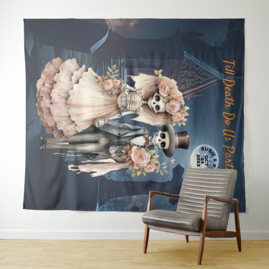 Till Death Do Us Part Halloween hangende achtergro Wandkleed (In Situ (horizontaal))