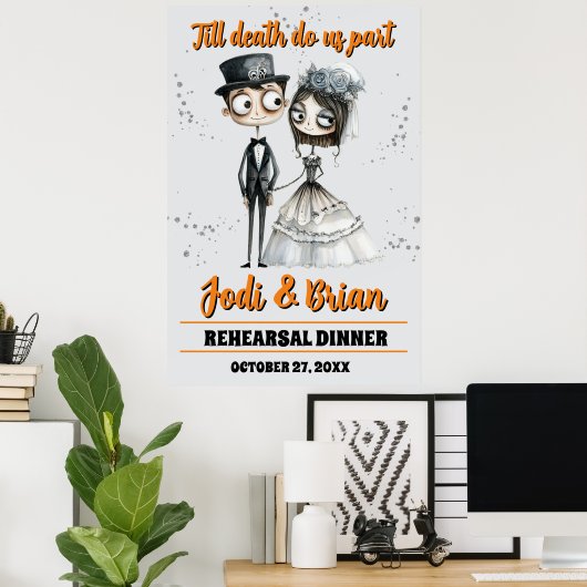 Till Death Do Us Part Halloween Wedding Welcome Poster (Thuiskantoor)