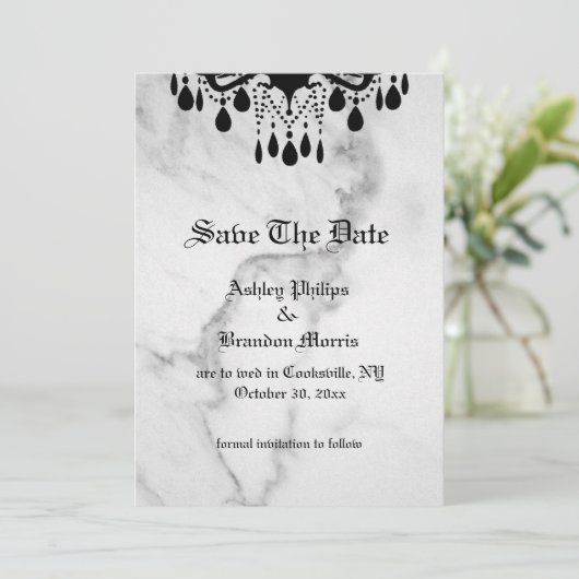 Till Death Do Us Part Marble Save the Date (Staand voorkant)