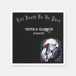 Till Death Do Us Part Moonlit Skeleton Wedding Servet