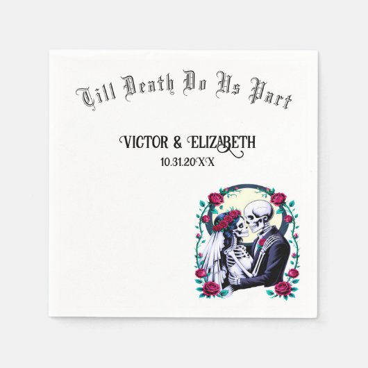 Till Death Do Us Part Moonlit Skeleton Wedding Servet (Voorkant)