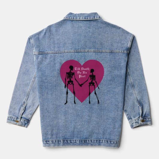 Till Death Do us Part Paarse & Zwart Skelet Denim Jacket (Achterkant)