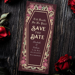 Till Death Do Us Part Rode Gothic Bewaar de datum Kaart