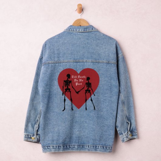 Till Death Do us Part Rood & Zwart Skelet Denim Jacket (Hangar)