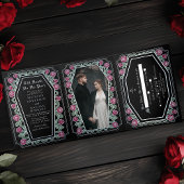 Till Death Do Us Part Roos Black Gothic Wedding Drieluik Uitnodiging