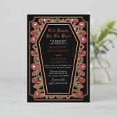 Till Death Do Us Part Roos Black Gothic Wedding Folie Uitnodiging (Staand Voorkant)