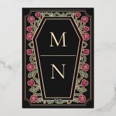 Till Death Do Us Part Roos Black Gothic Wedding Folie Uitnodiging (Achterkant)